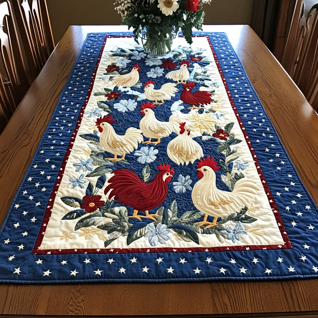Patriotic Chicken DAI110225380 Quilted Table Runner
