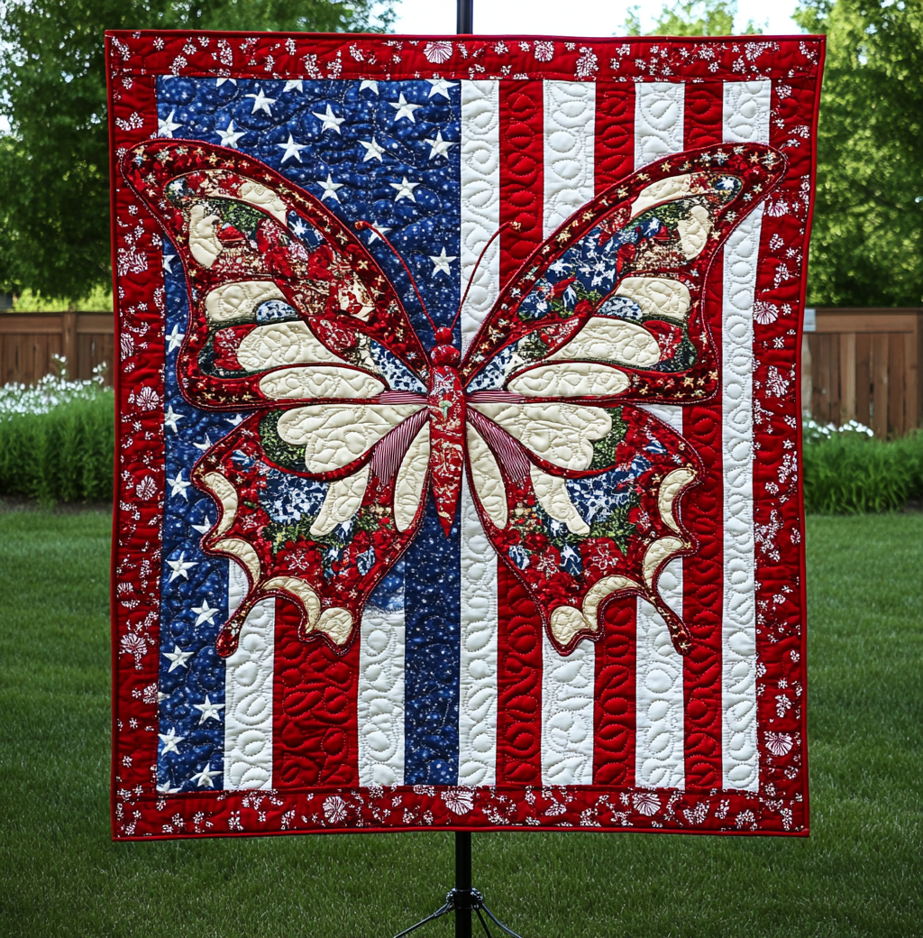 Patriotic Butterfly DAI190225066 Quilt Blanket