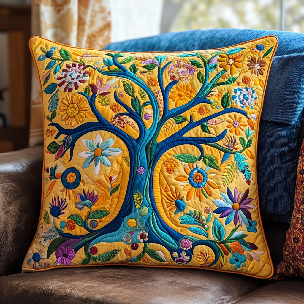 Hippie Tree Of Life DAI110225287 Quilted Pillow Case