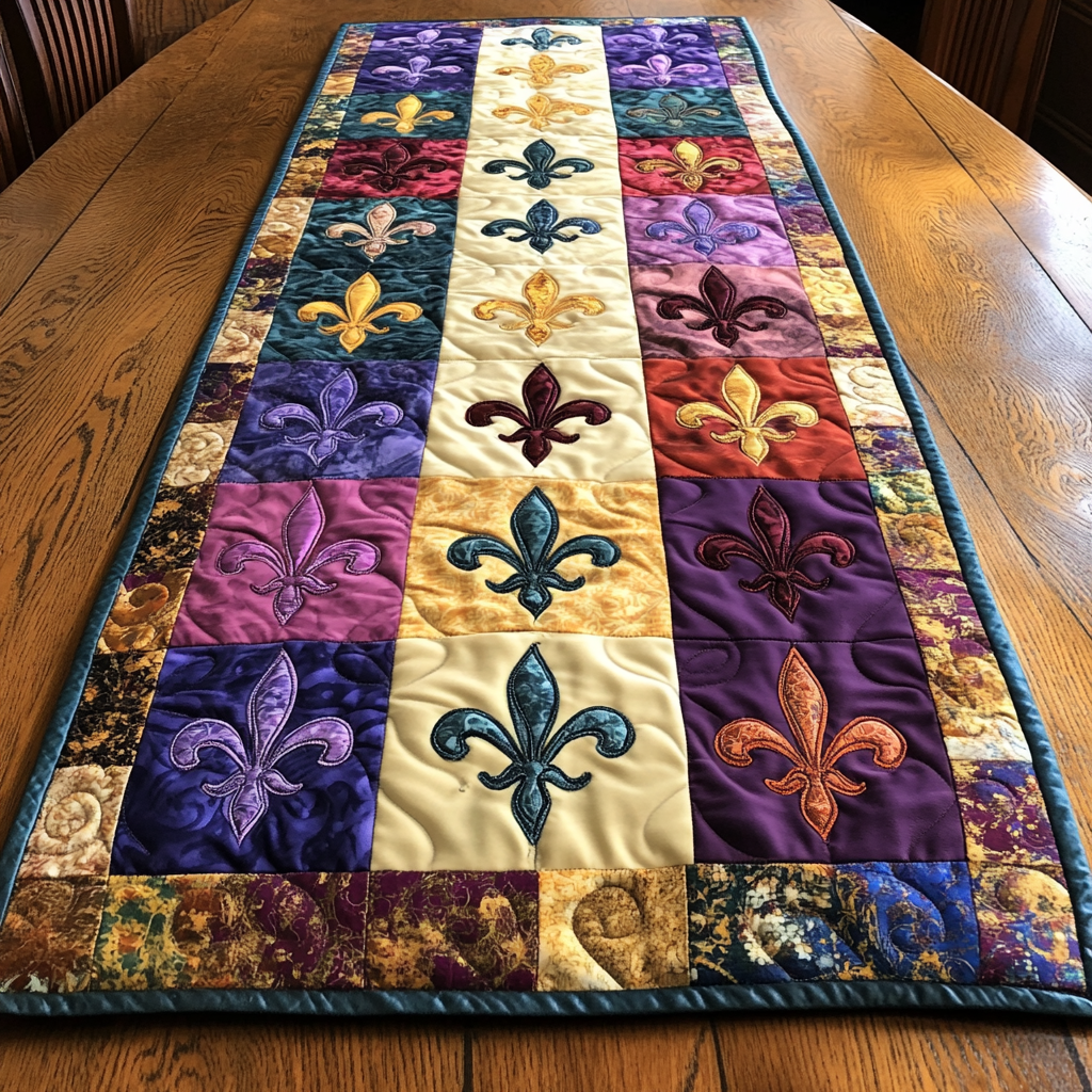 Mardi Gras Fleur De Lis DAI110225397 Quilted Table Runner