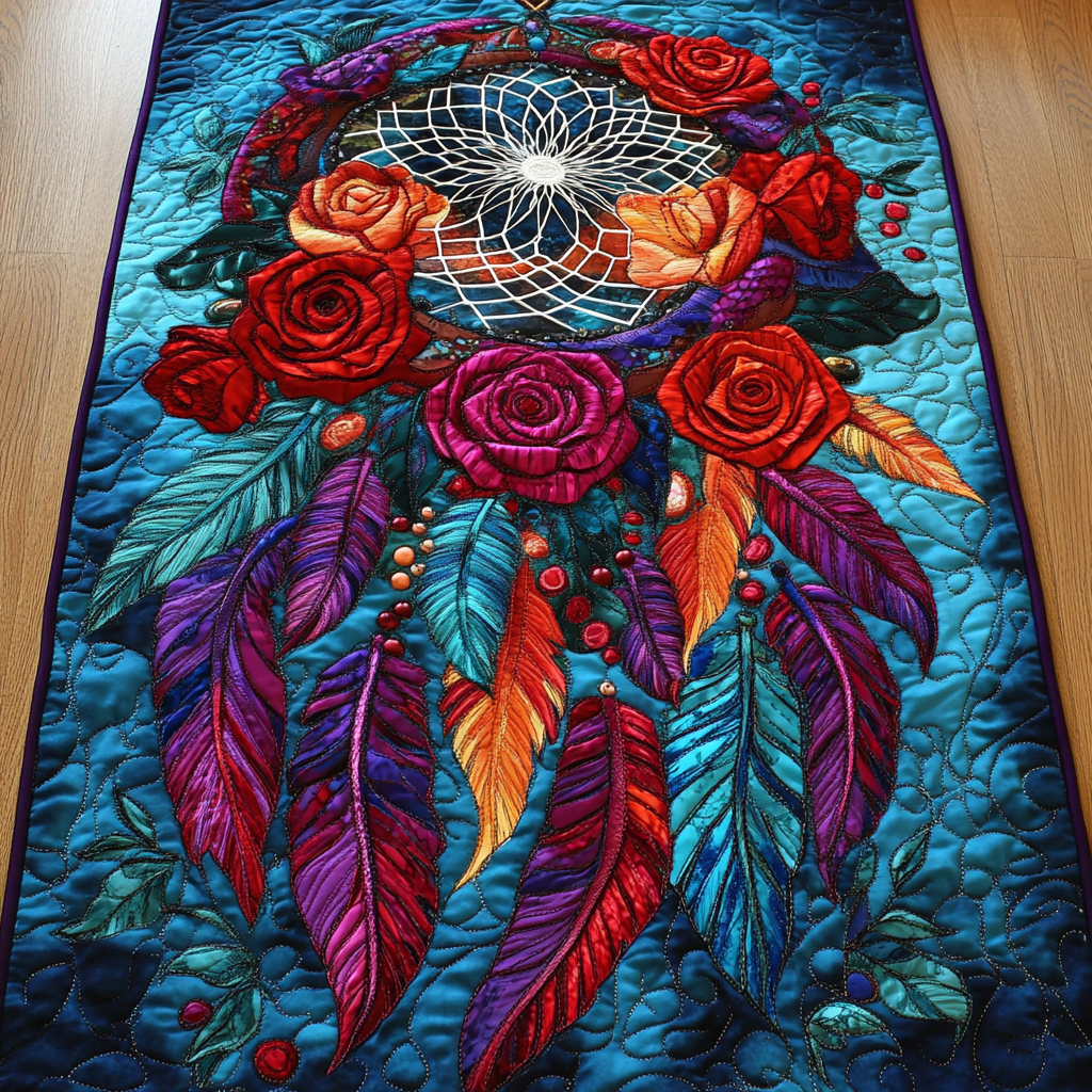 Flower Dreamcatcher DAI110225337 Quilted Table Runner