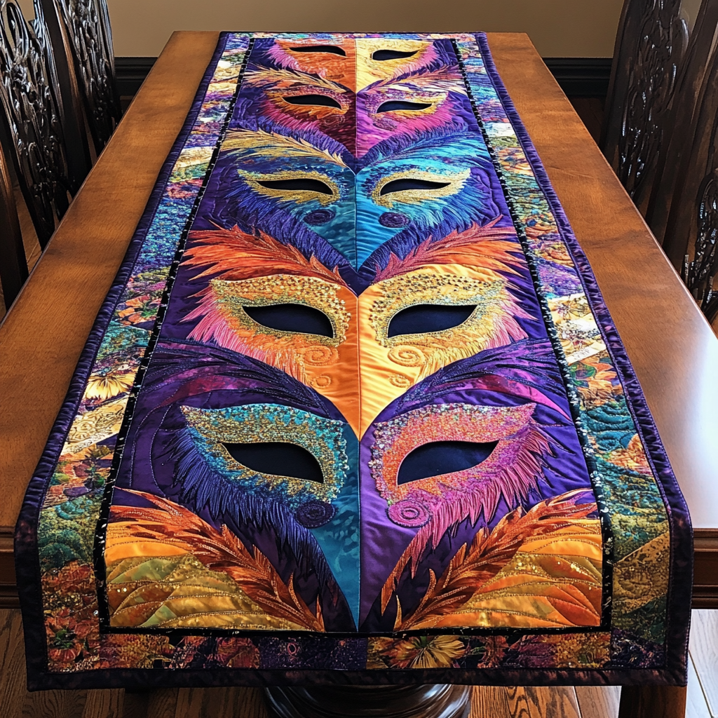 Mardi Gras Masquerade DAI110225401 Quilted Table Runner