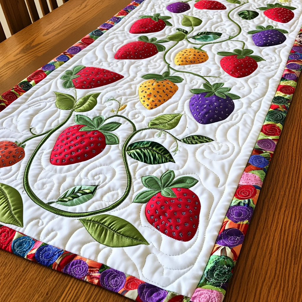 Strawberry DAI040225508 Quilted Table Runner