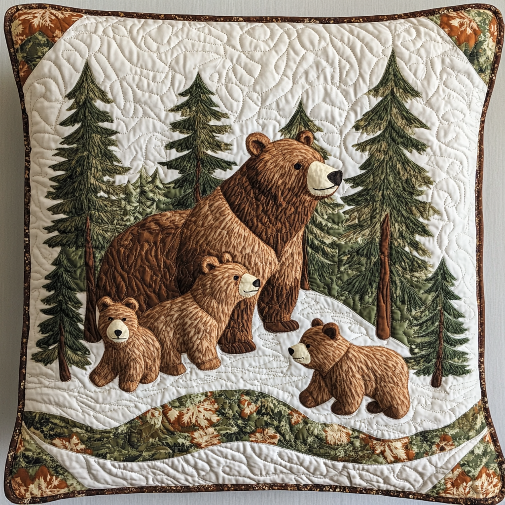 Woodland Bear DAI190225206 Quilted Pillow Case