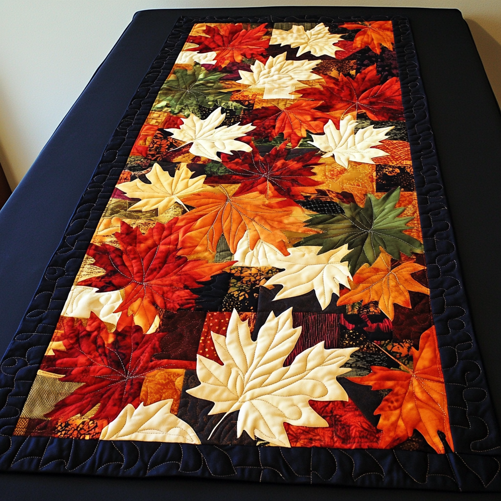 Maple Leaves DAI040225456 Quilted Table Runner