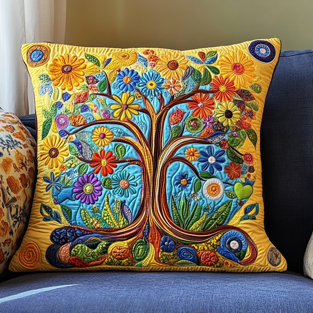 Hippie Tree Of Life DAI110225286 Quilted Pillow Case