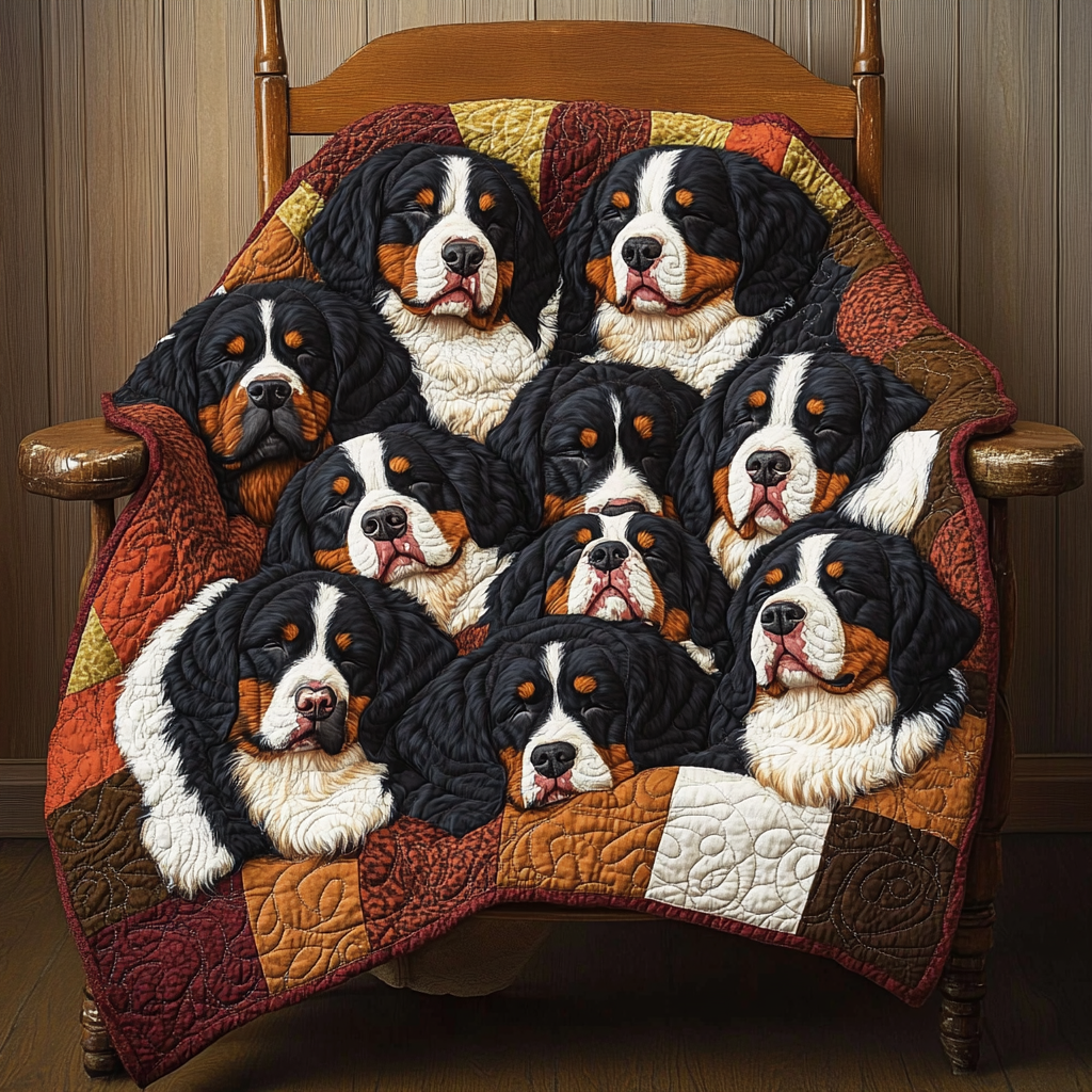 Happy Bernese Mountain Dog Quilted Blanket GFTOTP4861 main image 1