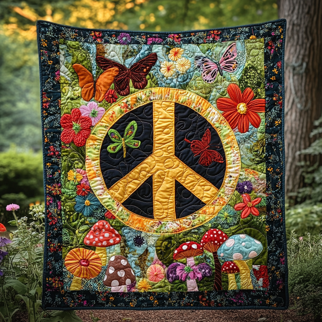 Hippie Peace DAI150125084 Quilt Blanket