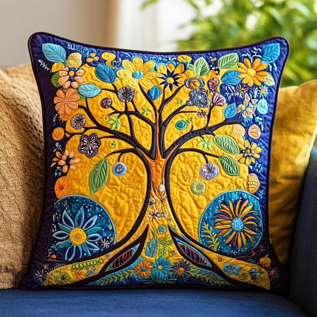 Hippie Tree Of Life DAI110225288 Quilted Pillow Case