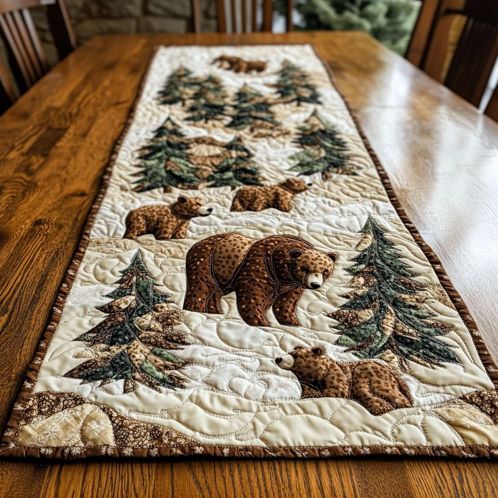 Woodland Bear DAI190225252 Quilted Table Runner