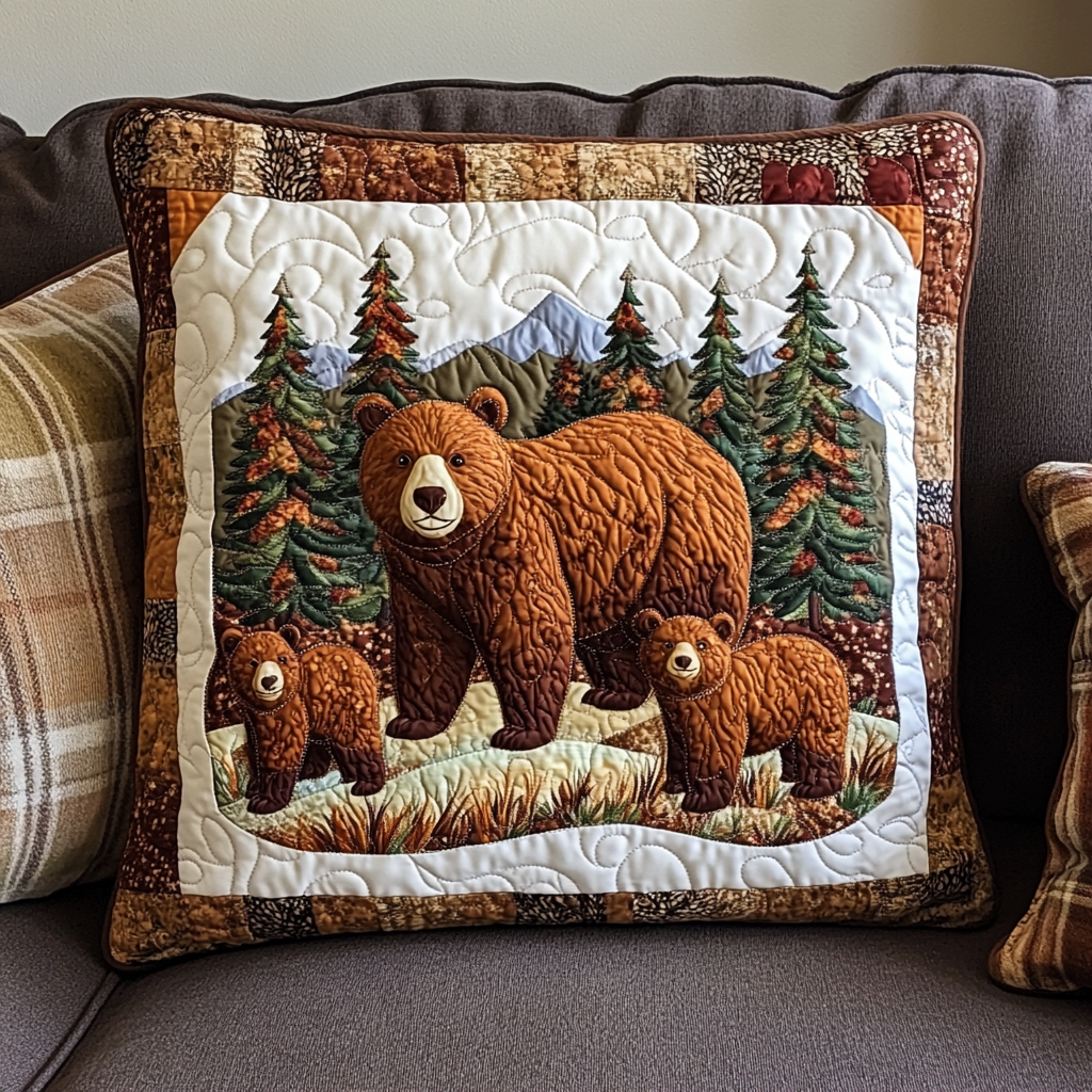 Woodland Bear DAI190225208 Quilted Pillow Case