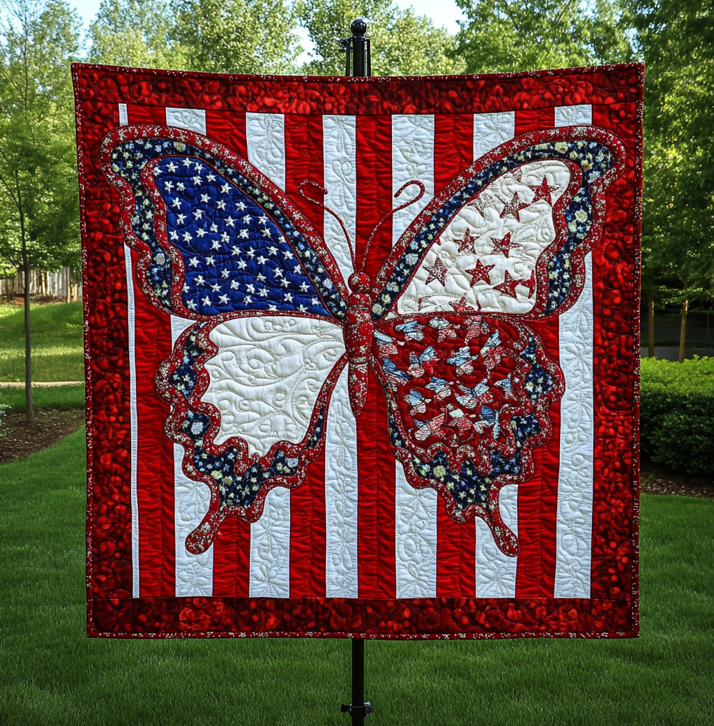Patriotic Butterfly DAI190225064 Quilt Blanket