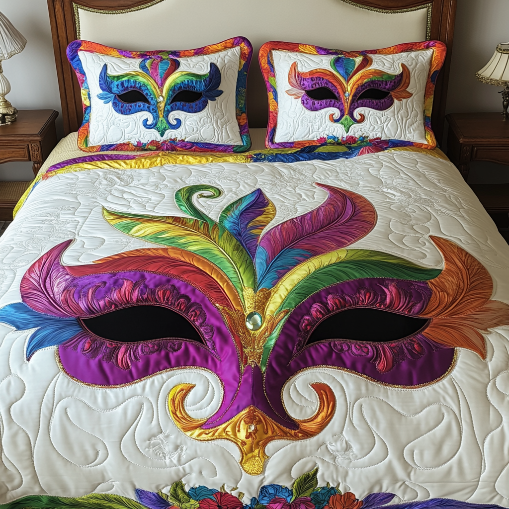 Mardi Gras DAI200125029 Quilt Bedding Set Charming Favor mardi-gras-dai200125029-quilt-bedding-set-charming-favor