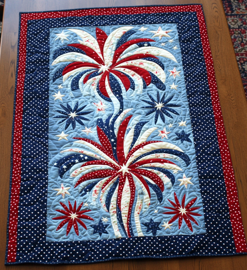 Patriotic Fireworks DAI040225437 Quilted Table Runner