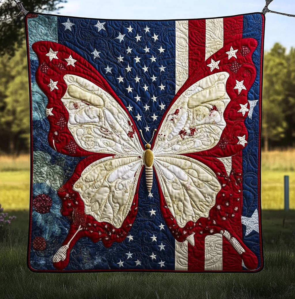 Patriotic Butterfly DAI190225068 Quilt Blanket