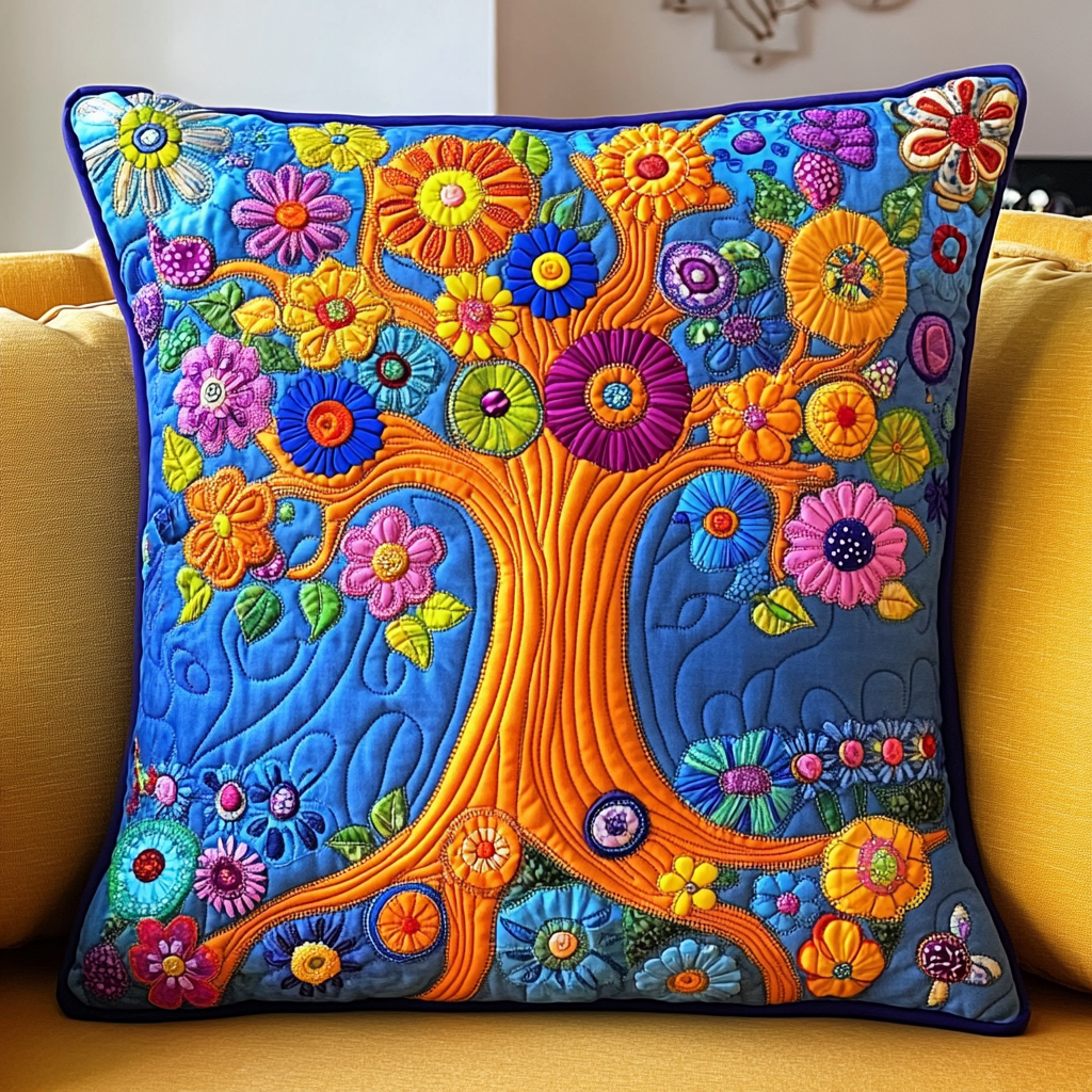 Hippie Tree Of Life DAI110225283 Quilted Pillow Case