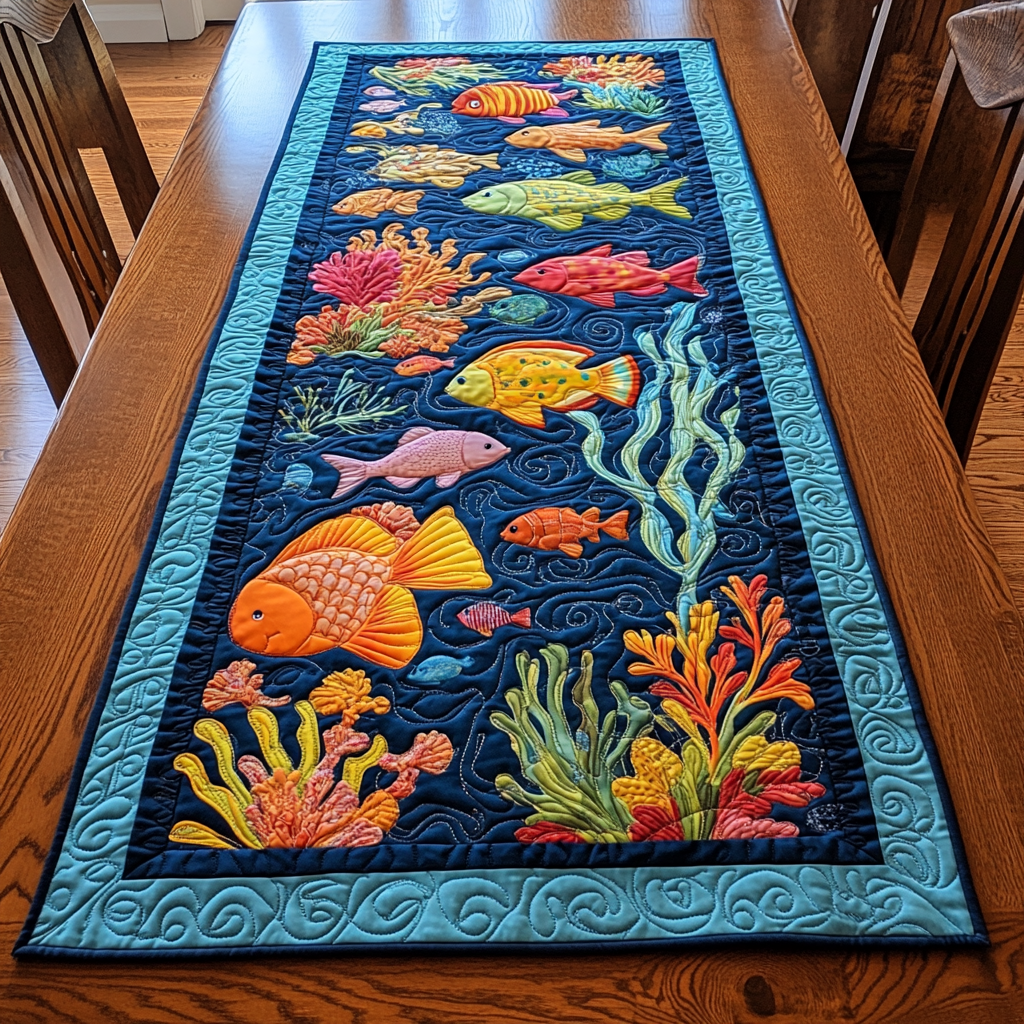 Fish DAI110225347 Quilted Table Runner