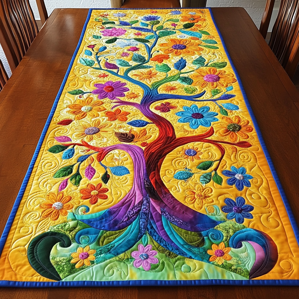 Hippie Tree Of Life DAI110225355 Quilted Table Runner