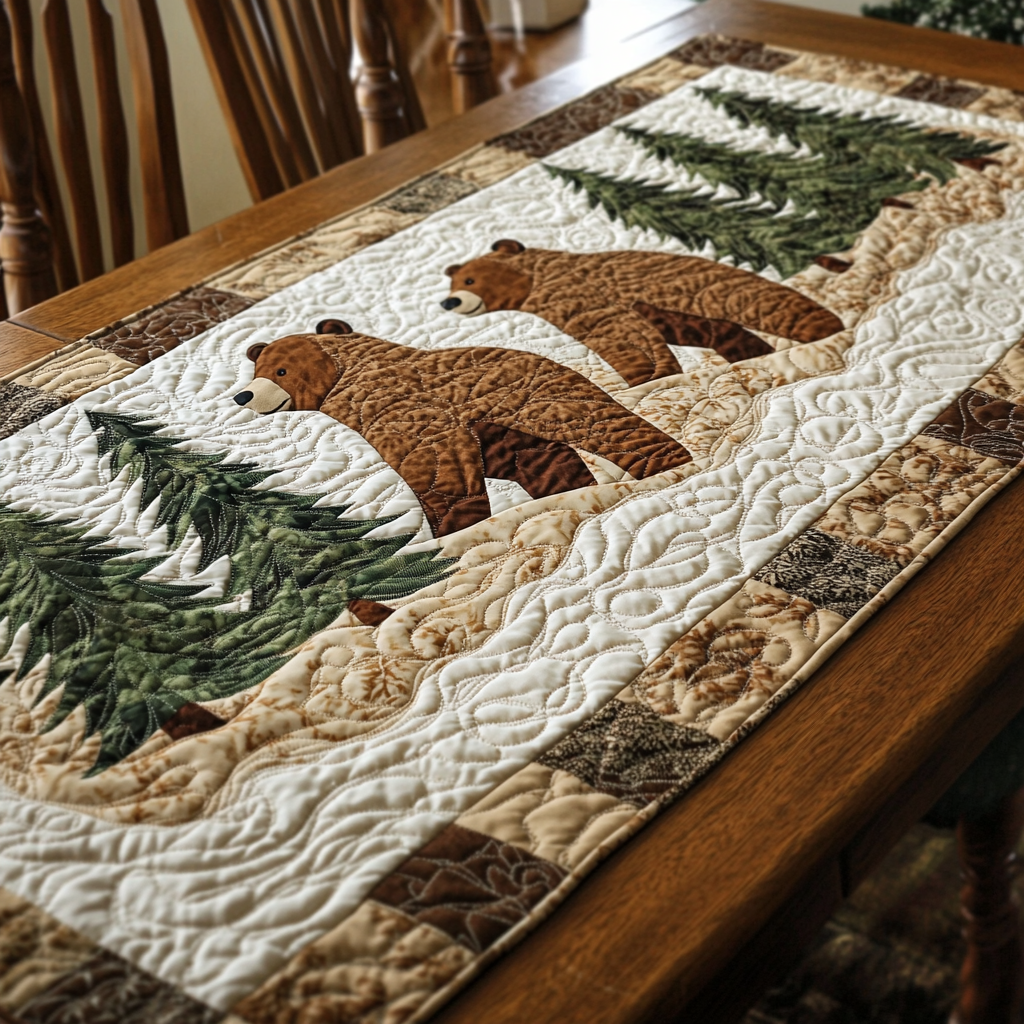 Woodland Bear DAI190225254 Quilted Table Runner