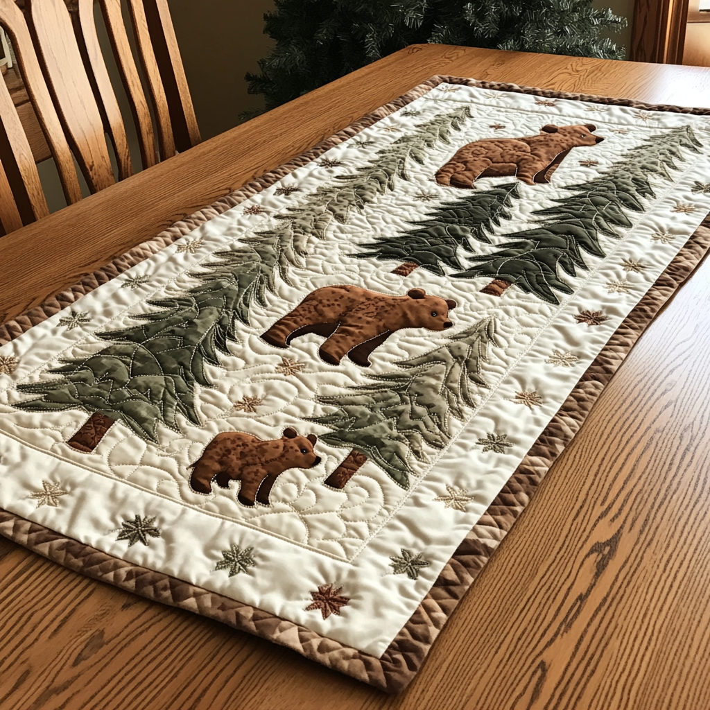Woodland Bear DAI190225251 Quilted Table Runner