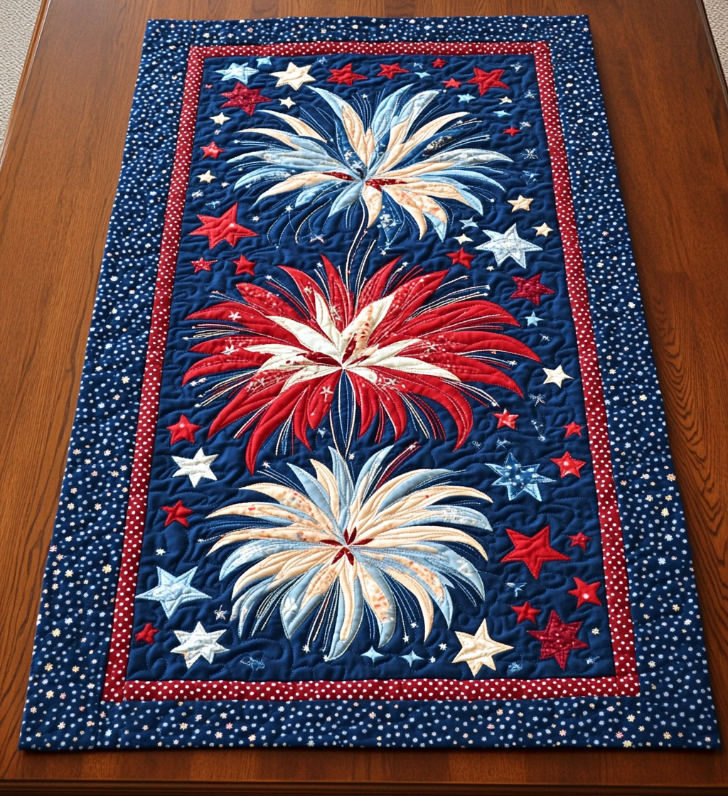 Patriotic Fireworks DAI040225438 Quilted Table Runner