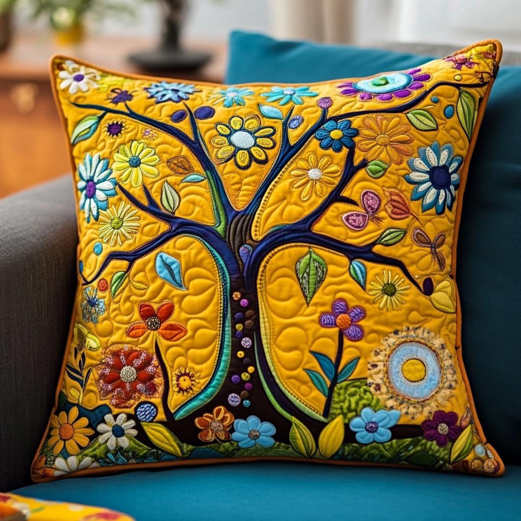 Hippie Tree Of Life DAI110225289 Quilted Pillow Case