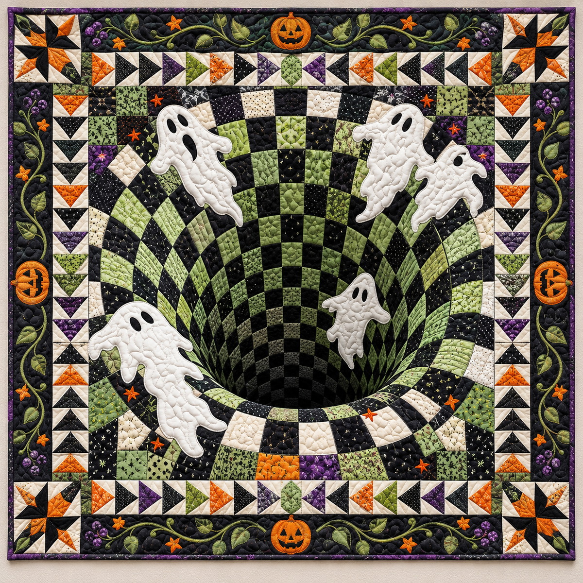 Ghostly Checker Vortex TD141026607 Quilt Blanket