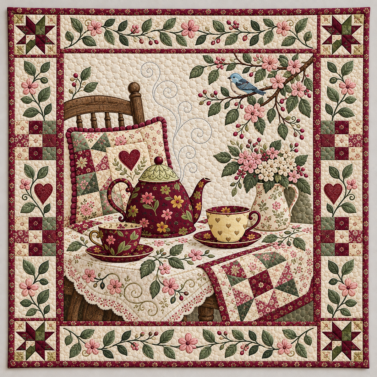 Garden Tea Party with Birds TD141026115 Quilt Blanket