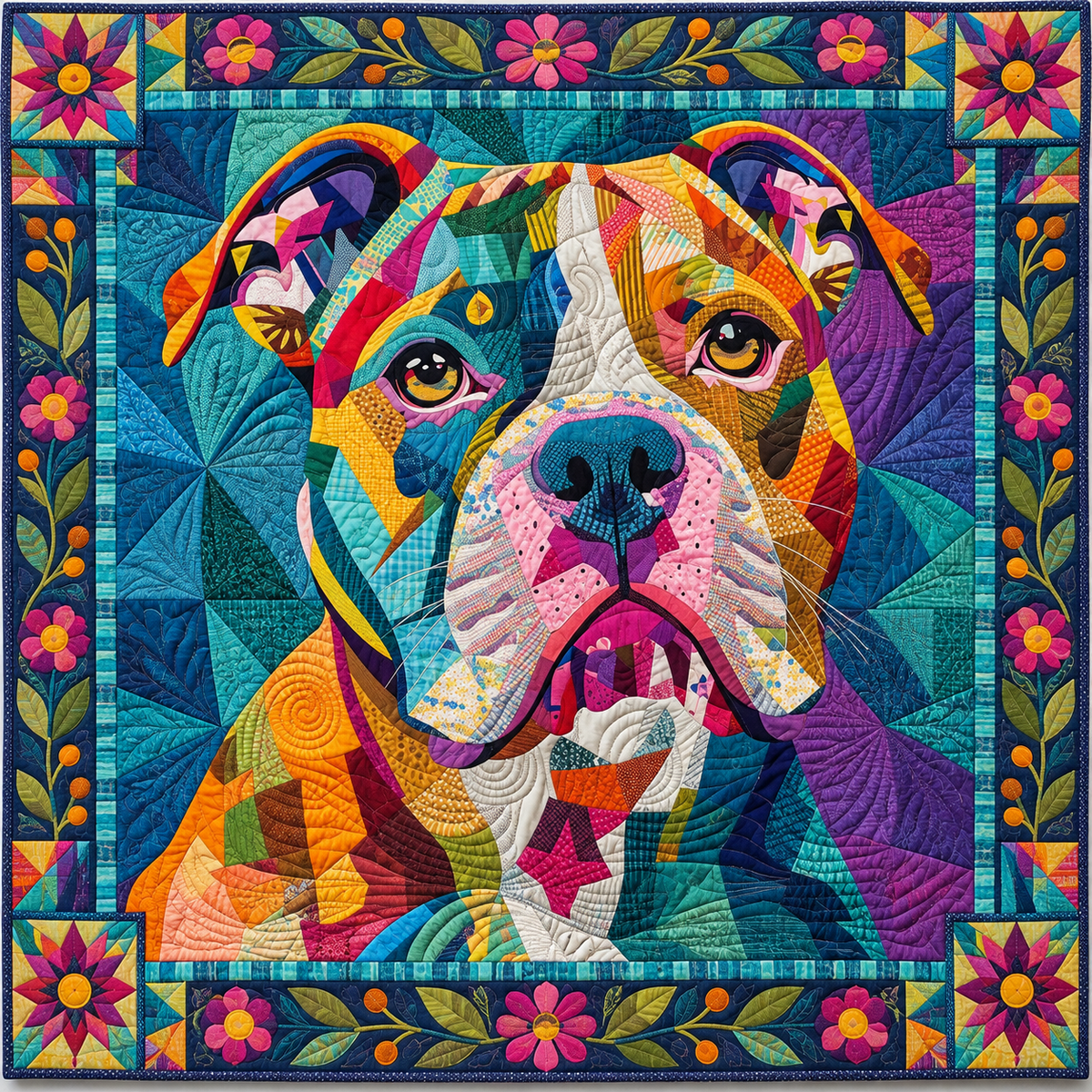 Colorburst Dog Portrait TD141026615 Quilt Blanket