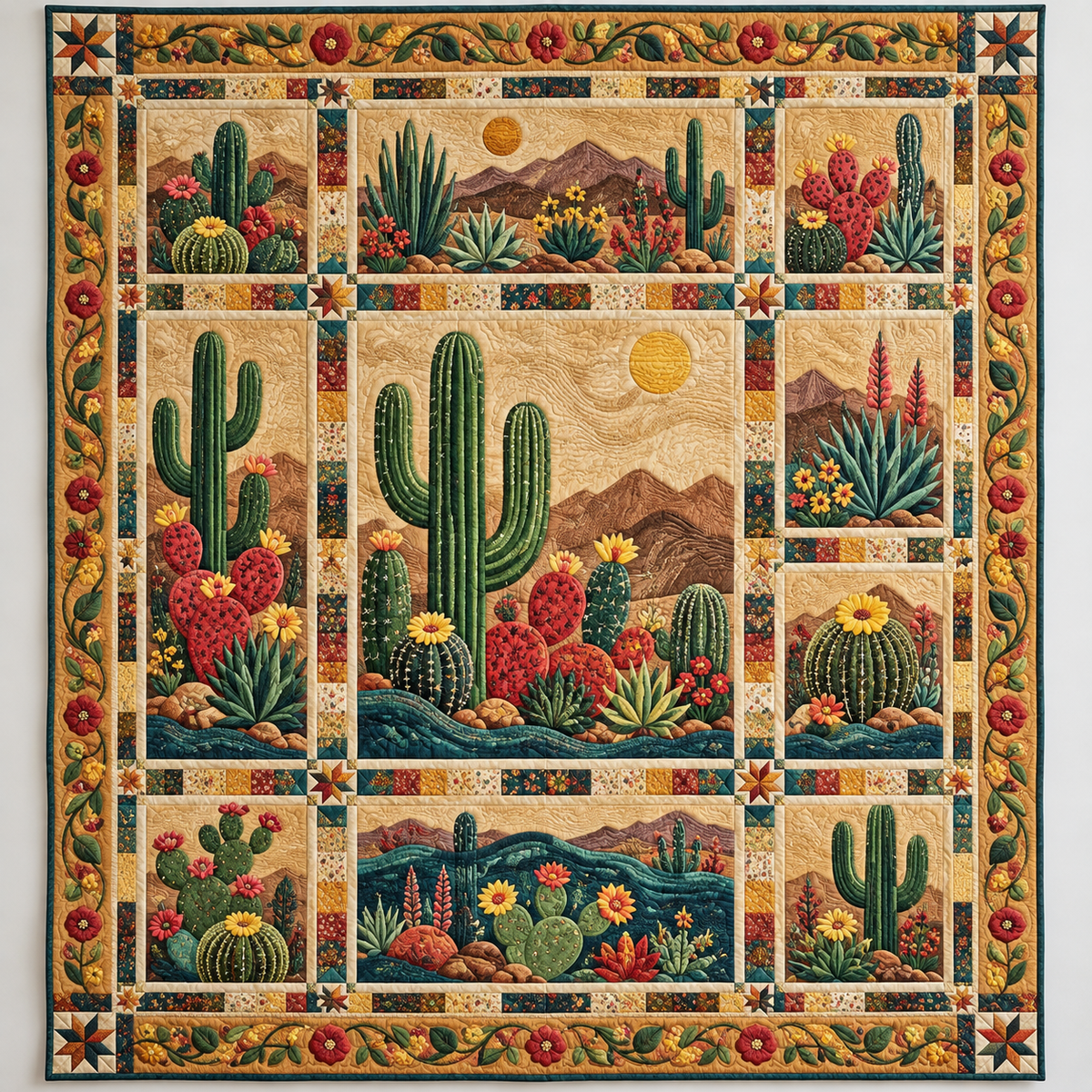 Rustic Cactus And Succulent Garden TD141026116 Quilt Blanket