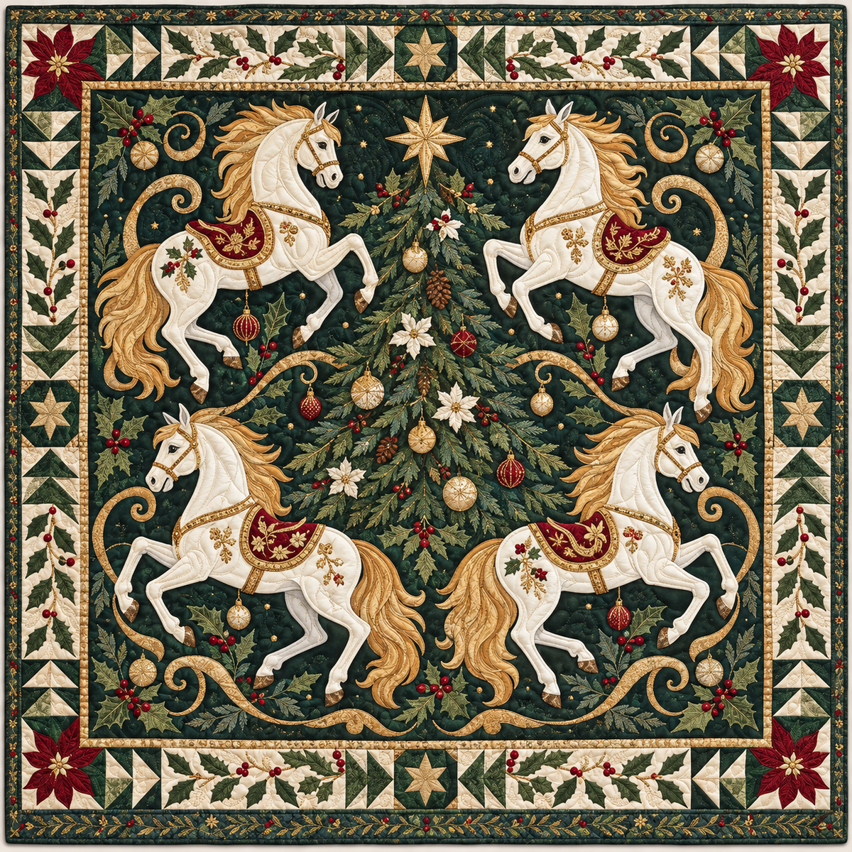 Winter Carousel Horses TD141026626 Quilt Blanket