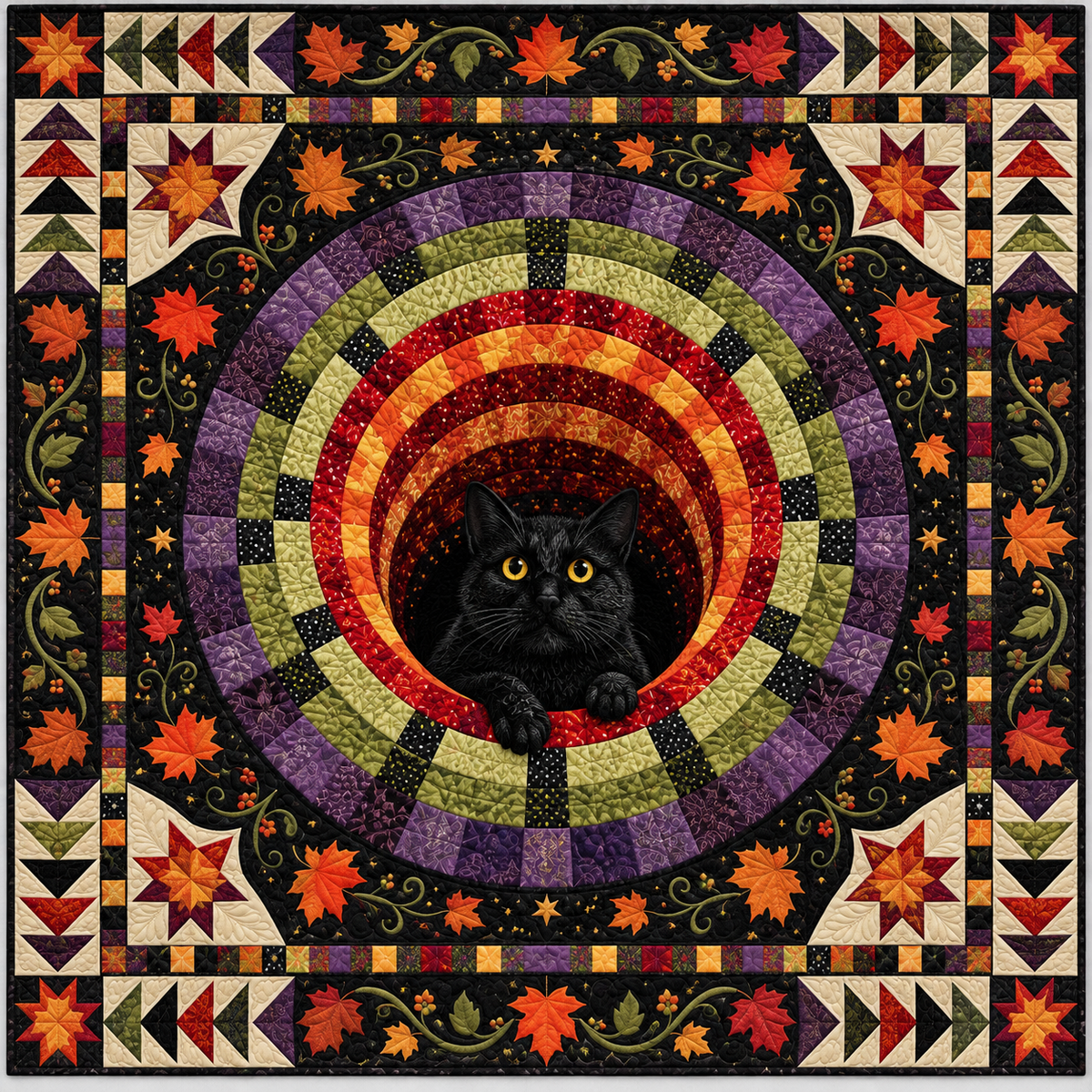 Black Cat Pumpkin Vortex TD141026634 Quilt Blanket