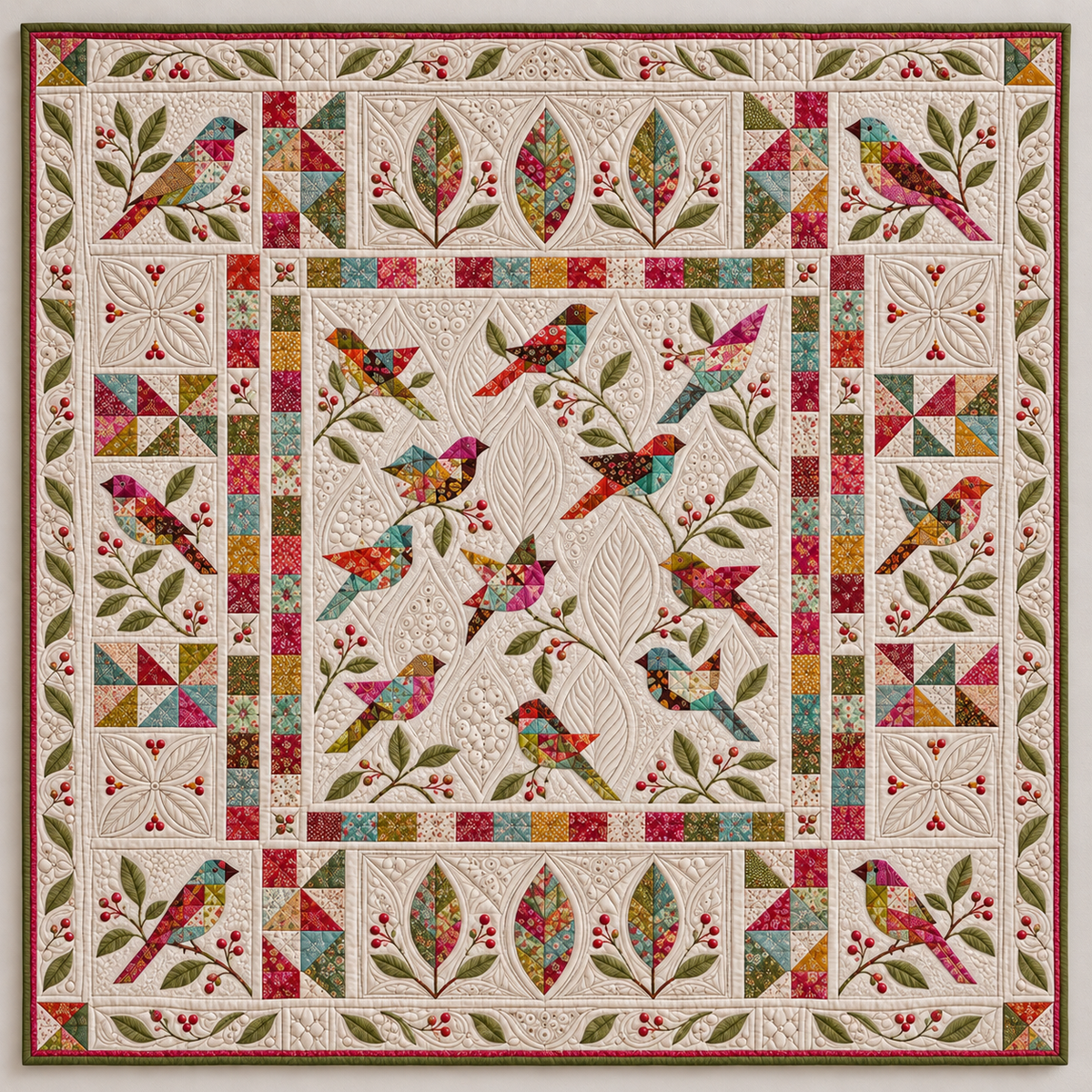 Little Birds In A Pale Garden TD141026155 Quilt Blanket