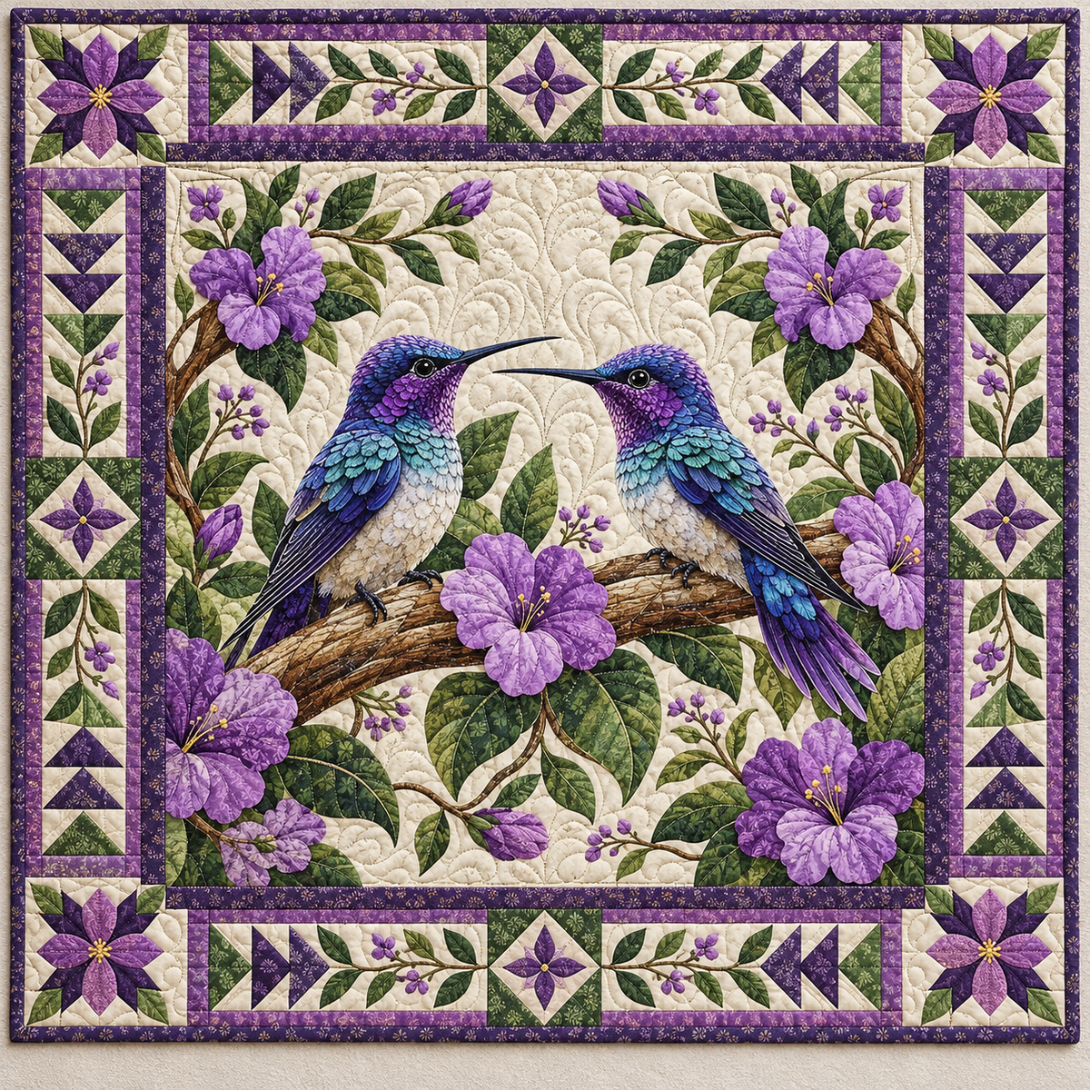 Amethyst Hummingbird Pair TD141026657 Quilt Blanket
