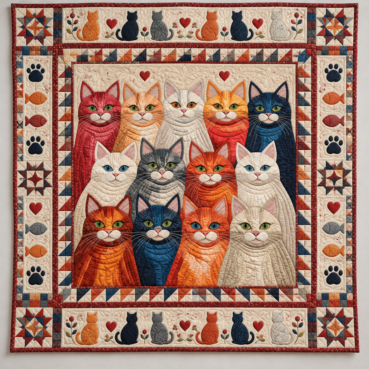 Smiling Cat Portrait TD141026159 Quilt Blanket