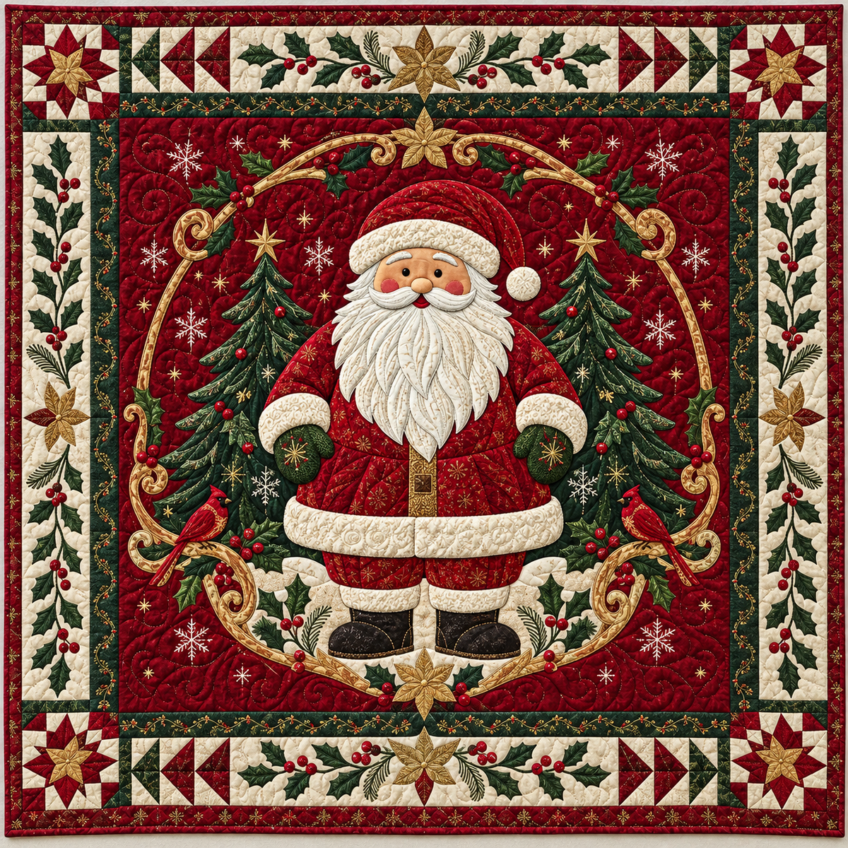 Santa Evergreen Medallion TD141026661 Quilt Blanket