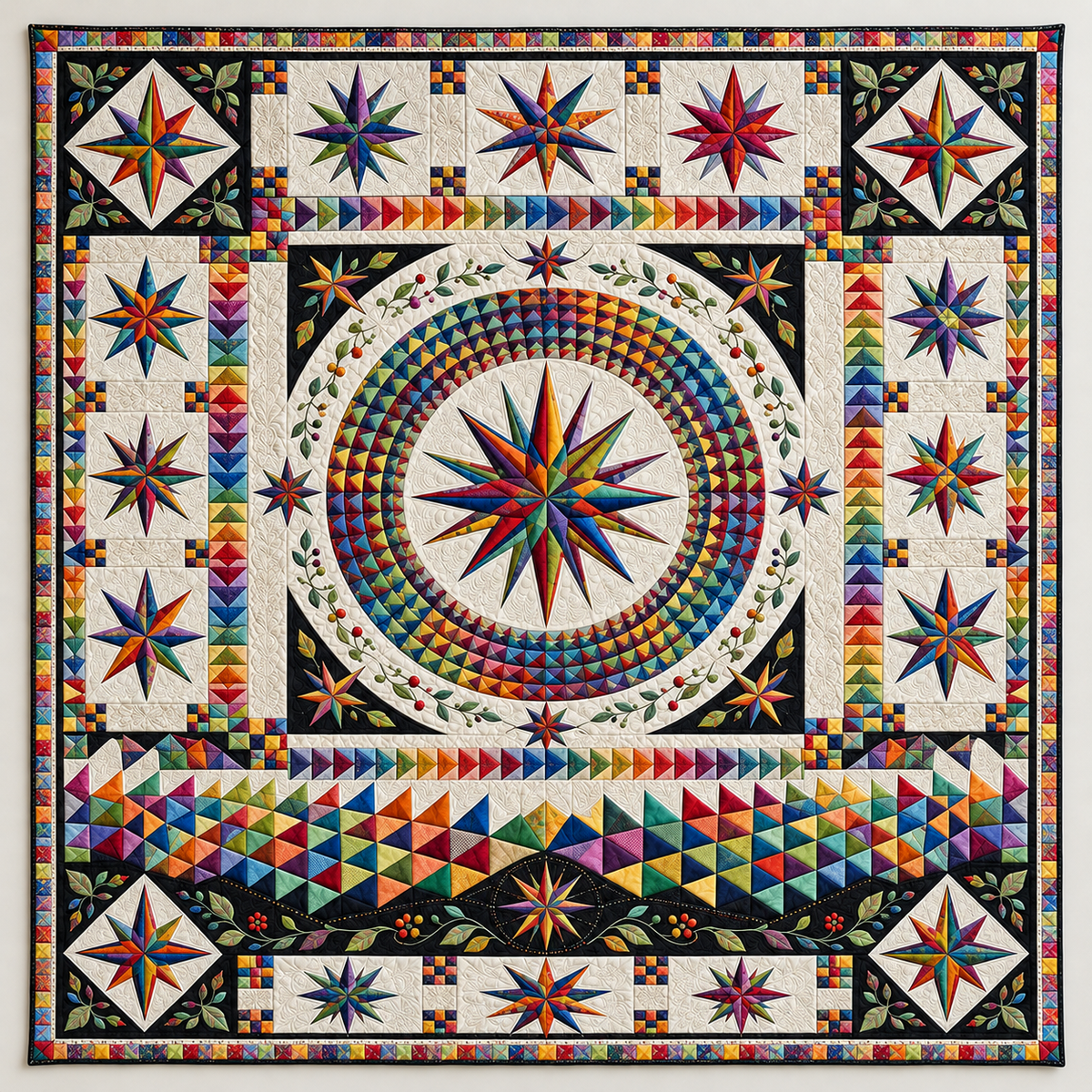 Rainbow Compass Rose Medallion TD141026164 Quilt Blanket