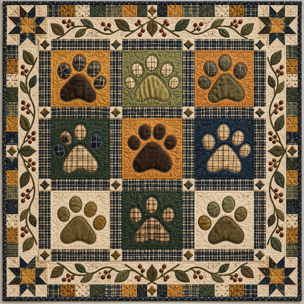 Earthtone Paw TD141026673 Quilt Blanket