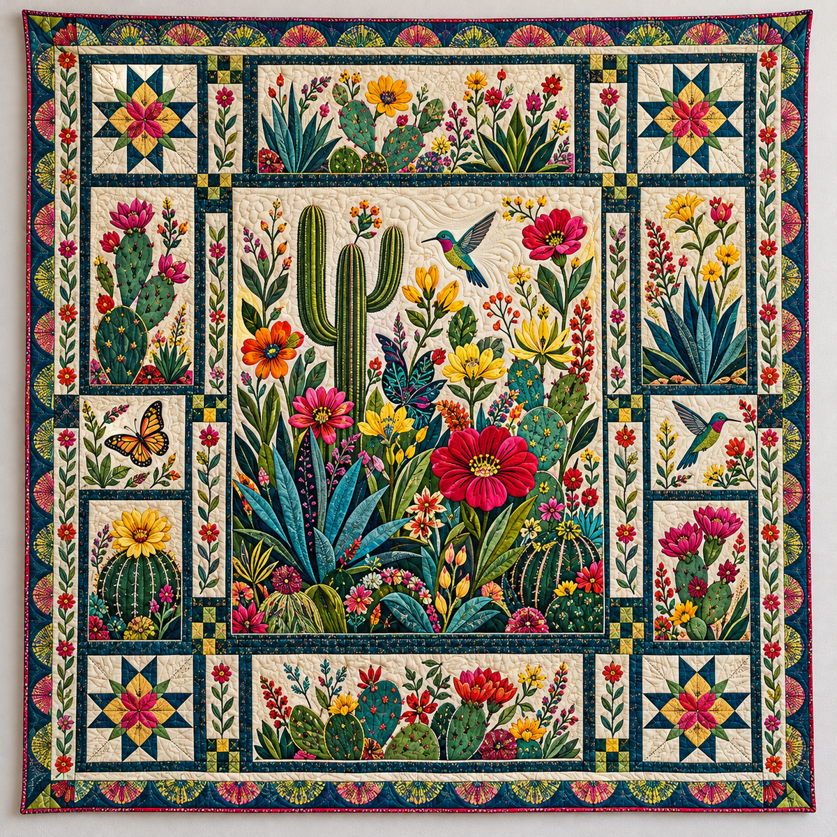 Bright Desert Cactus Garden TD141026182 Quilt Blanket