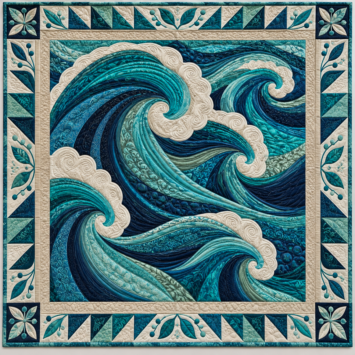 Teal Ocean Breakers TD141026690 Quilt Blanket
