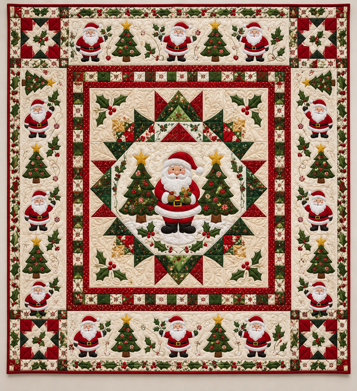 Santa And Evergreen Christmas Garden TD141026198 Quilt Blanket