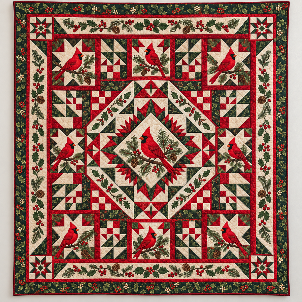 Cardinal And Christmas Star TD141026204 Quilt Blanket