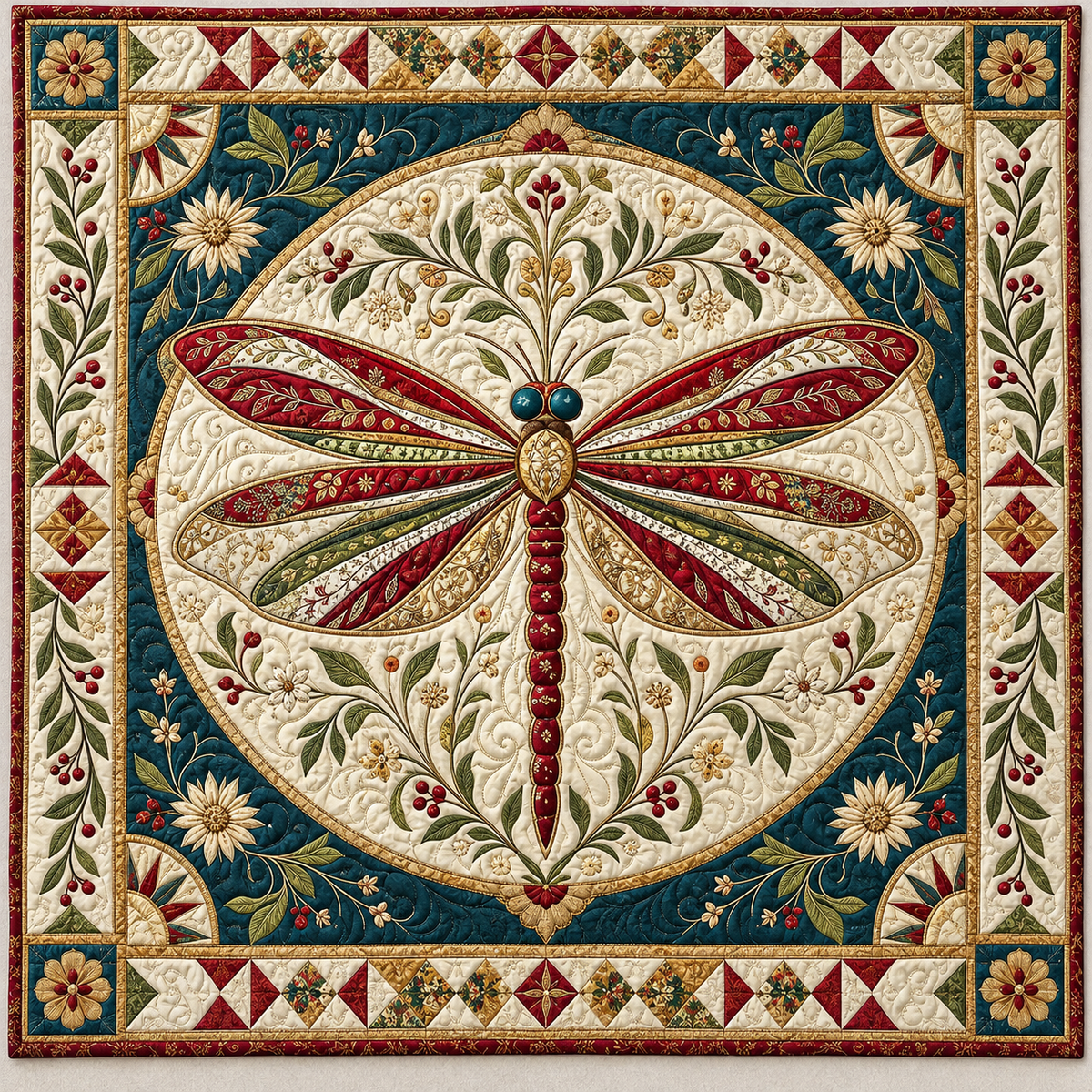 Antique Dragonfly Medallion TD141026721 Quilt Blanket