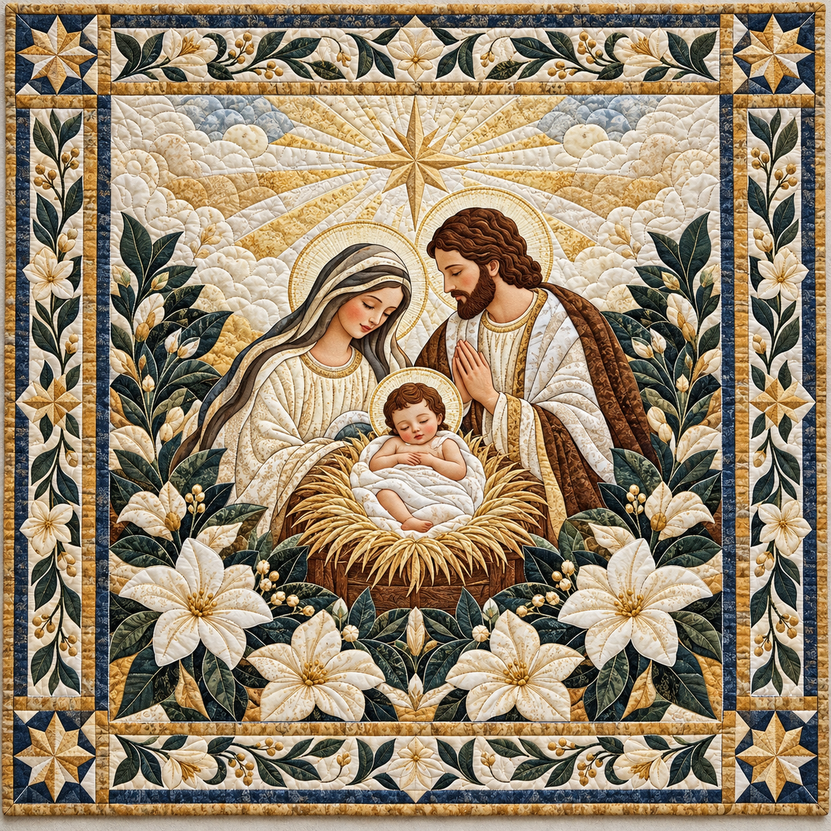 Divine Manger Florals TD141026722 Quilt Blanket