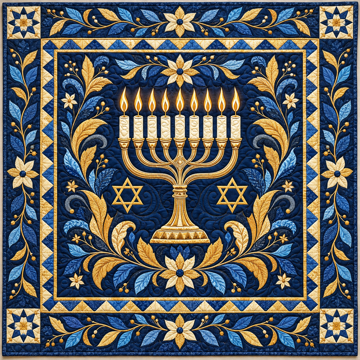 Golden Menorah Light TD141026727 Quilt Blanket