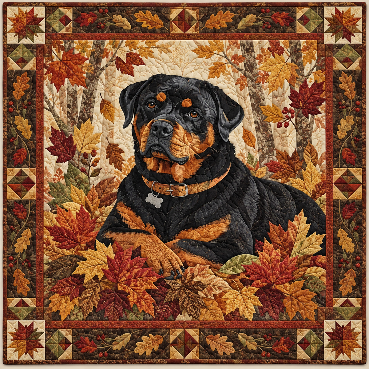 Rottweiler Autumn Portrait TD141026729 Quilt Blanket