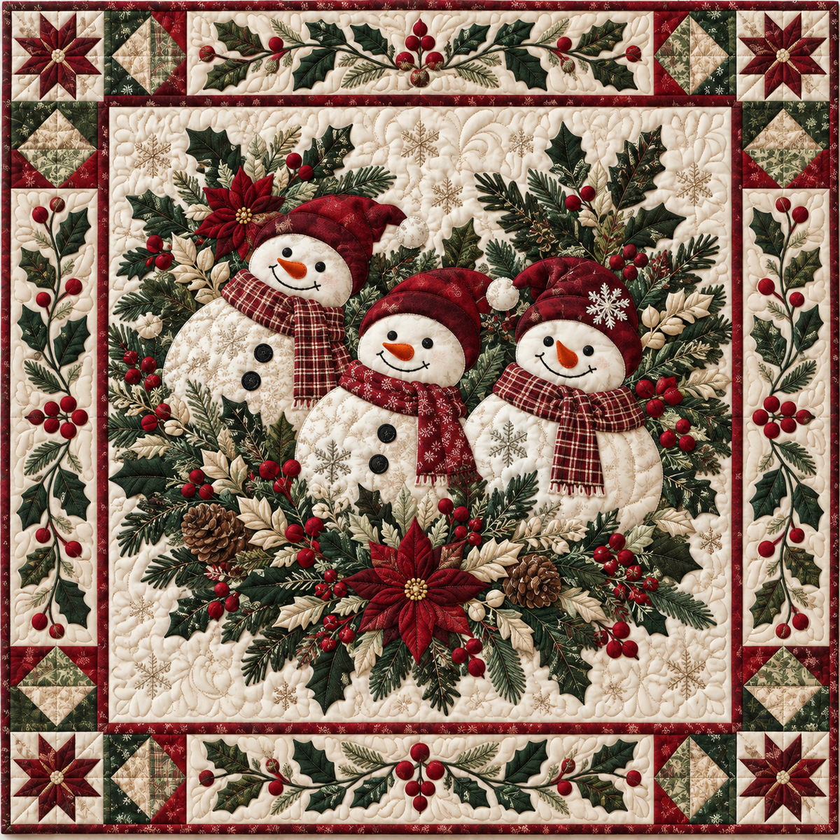Snowman Holly Circle TD141026762 Quilt Blanket