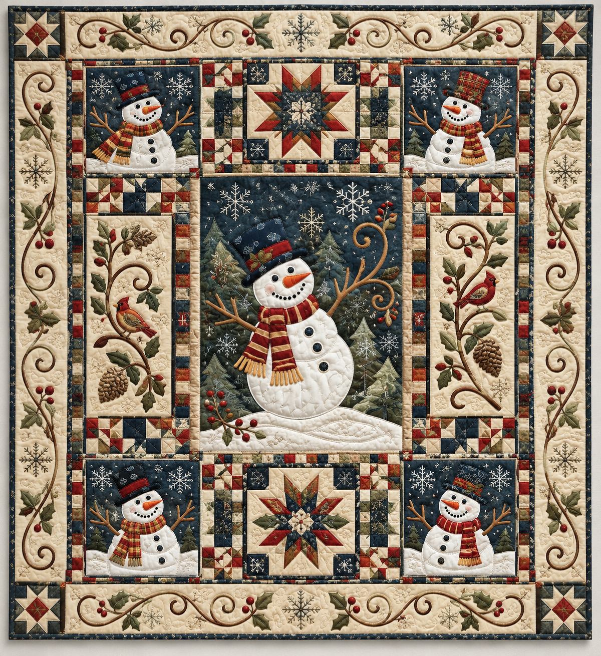 Snowmen And Winter Branches TD141026262 Quilt Blanket
