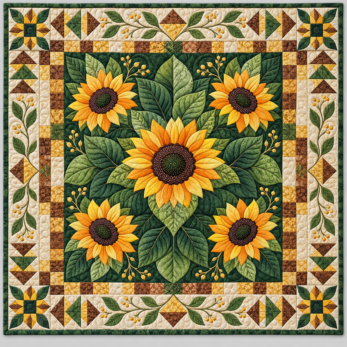 Sunflower Leaf Path TD141026766 Quilt Blanket
