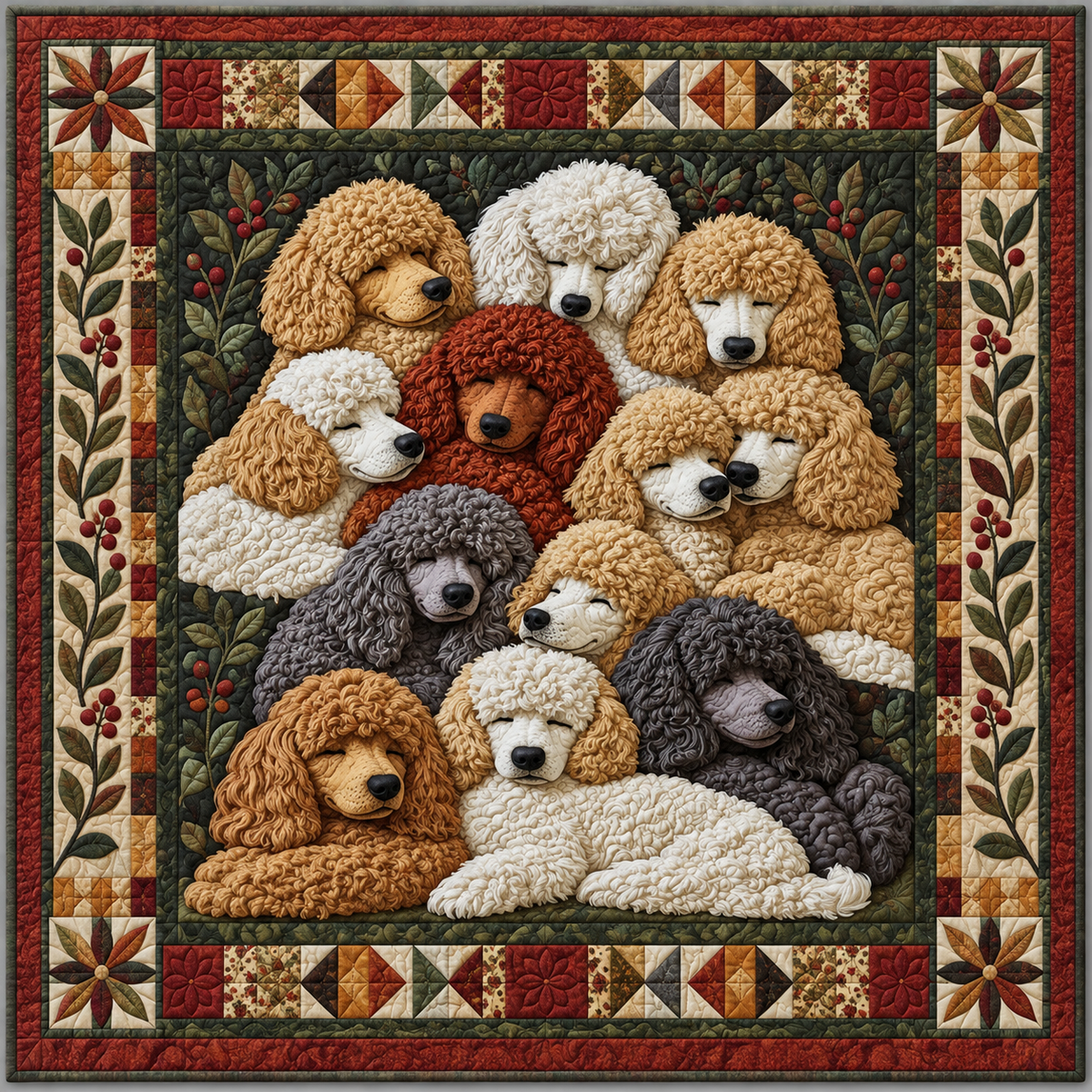 Poodle Cuddle Portraits TD141026780 Quilt Blanket